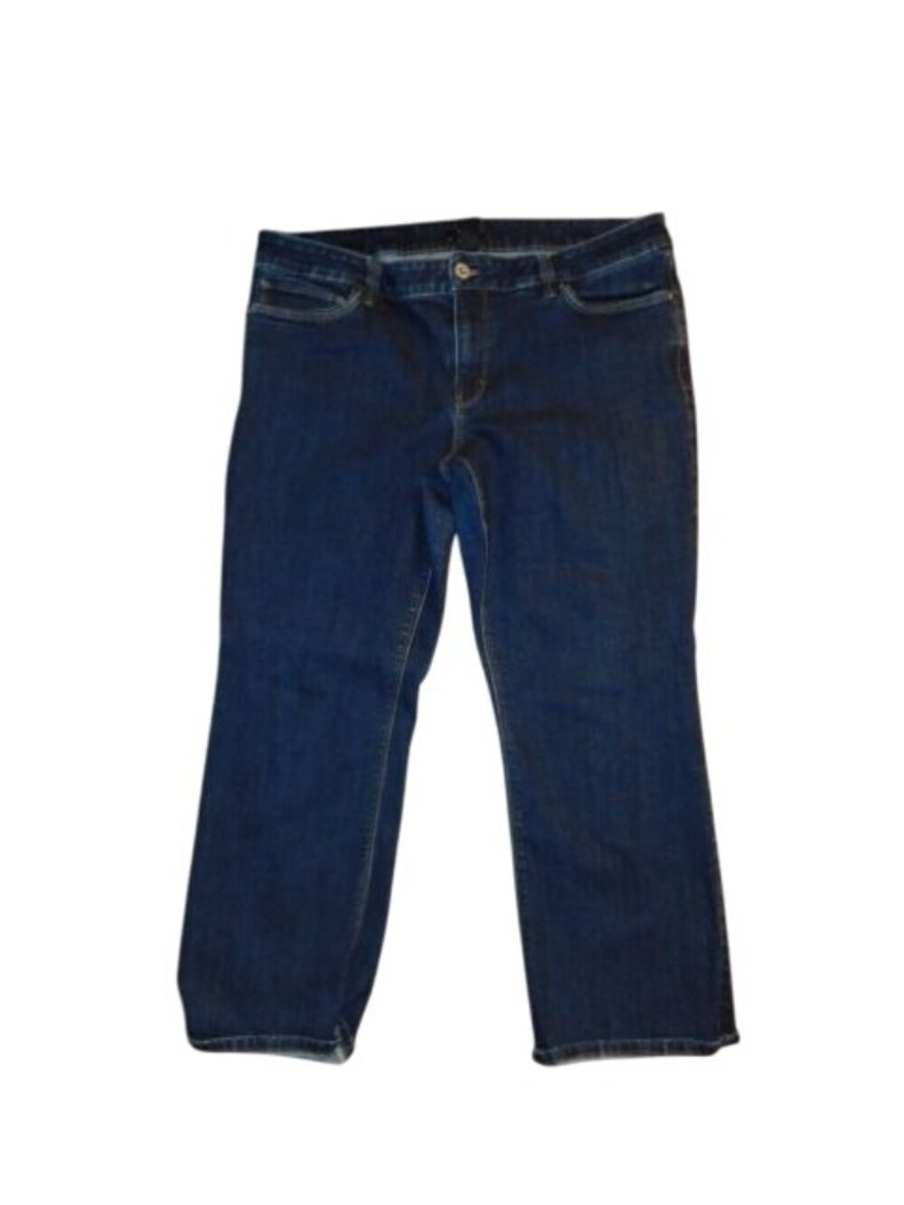 White House Black Market WHBM Size 14 Flare Crop Dark Wash Denim Jeans